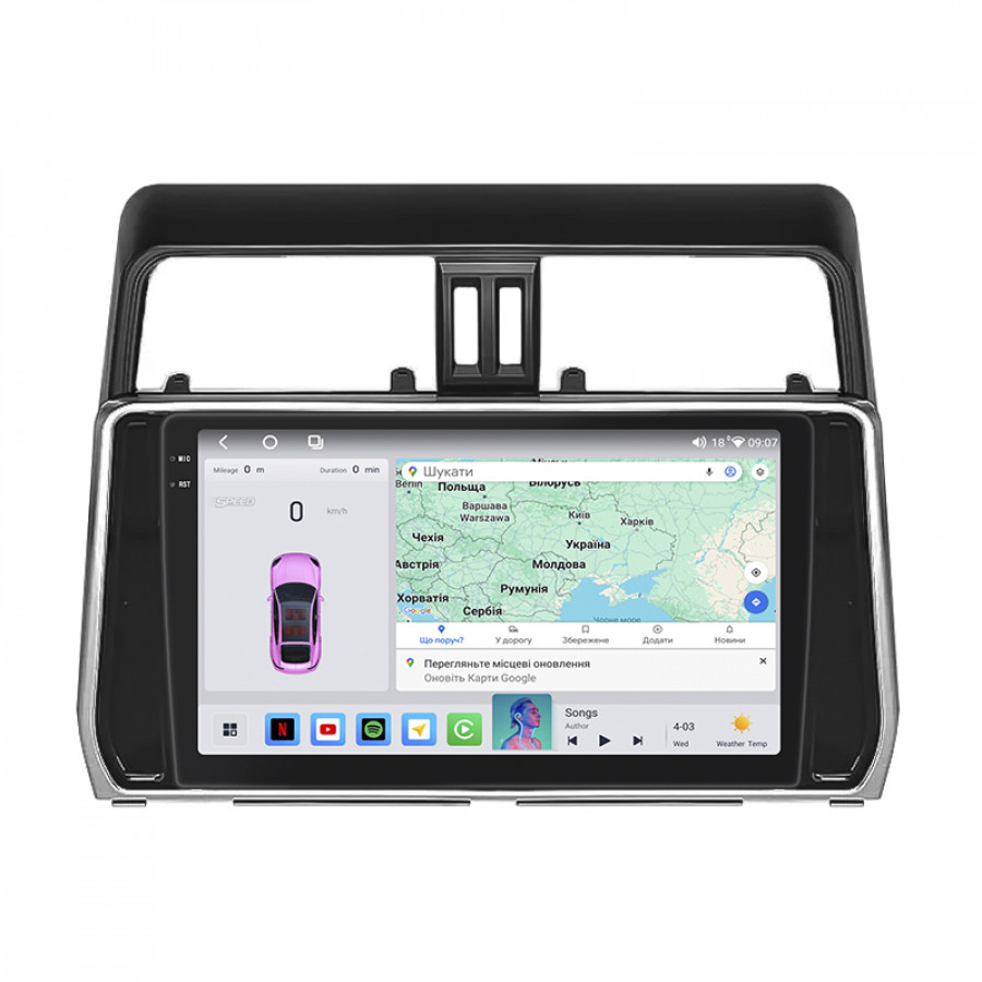 Штатная магнитола Lesko для Toyota Land Cruiser Prado 150 Series Рестайлинг 2 2017-2020 экран 10" 4/64 QLED CarPlay 4G Wi-Fi GPS 360 Prime