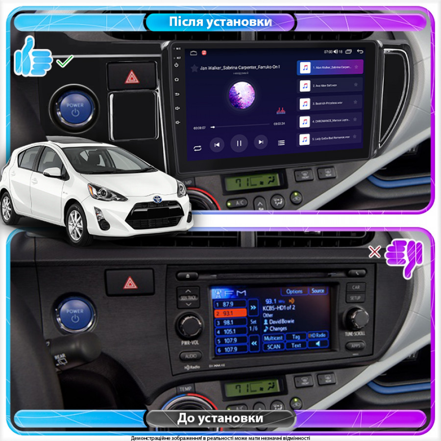 Штатная магнитола Lesko для Toyota Prius c I 2011-2015 экран 9" 4/64Gb 4G Wi-Fi GPS Top