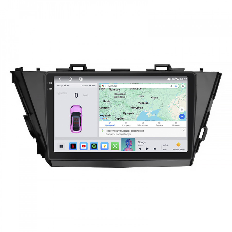 Штатная магнитола Lesko для Toyota Prius I (ZVW40/41) left wheel 2012-2017 экран 9" 4/64 QLED CarPlay 4G Wi-Fi GPS 360 Prime