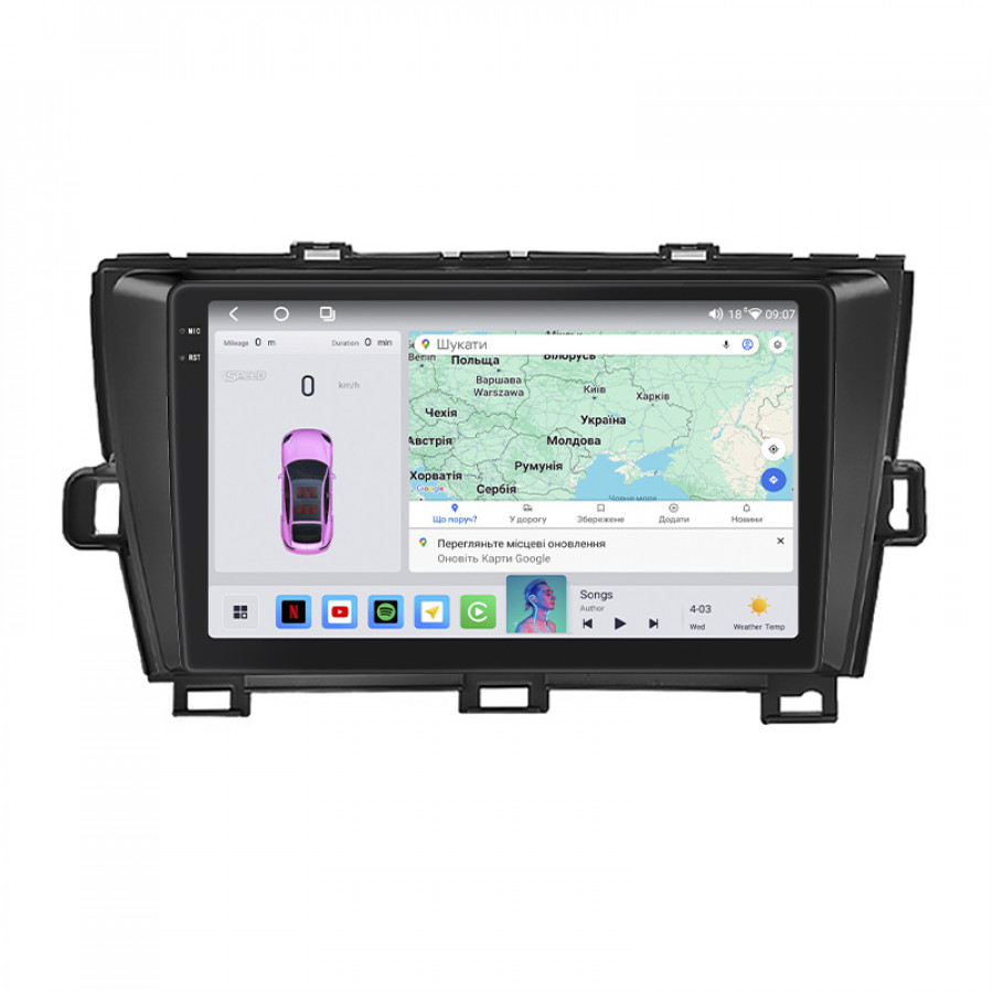Штатная магнитола Lesko для Toyota Prius III (XW30) 2009-2011 экран 9" 4/64 QLED CarPlay 4G Wi-Fi GPS 360 Prime