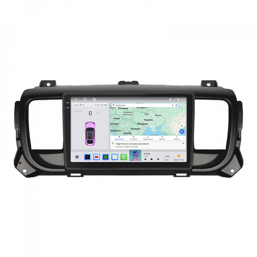 Штатная магнитола Lesko для Toyota ProAce II 2016-н.в. экран 9" 4/64 QLED CarPlay 4G Wi-Fi GPS 360 Prime