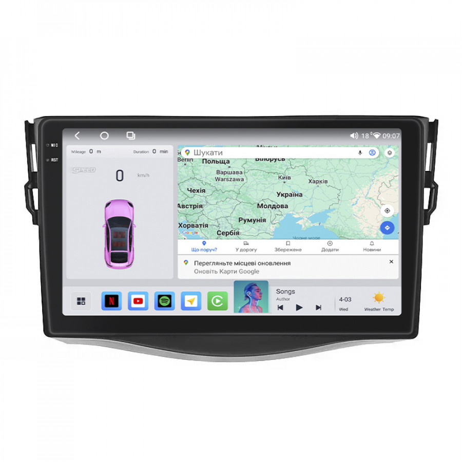 Штатная магнитола Lesko для Toyota RAV4 III (XA30) 2006-2012 экран 9" 4/64 QLED CarPlay 4G Wi-Fi GPS 360 Prime