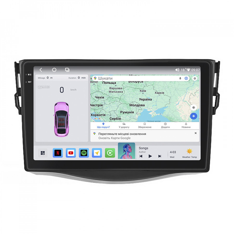 Штатная магнитола Lesko для Toyota RAV4 III (XA30) Рестайлинг 2010-2016 экран 9" 4/64 QLED CarPlay 4G Wi-Fi GPS 360 Prime