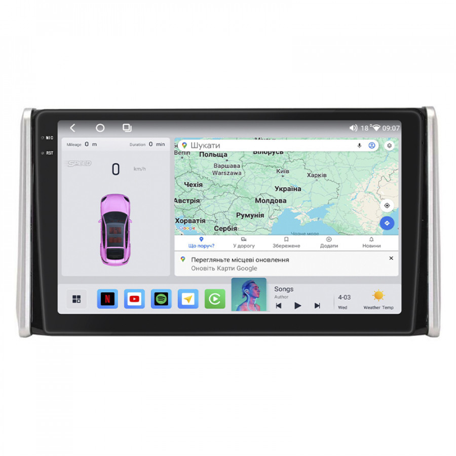 Штатная магнитола Lesko для Toyota RAV4 V (XA50) 2018-н.в. экран 10" 4/64 QLED CarPlay 4G Wi-Fi GPS 360 Prime