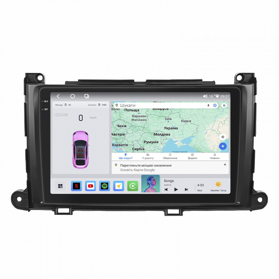 Штатная магнитола Lesko для Toyota Sienna III 2010-2014 экран 9" 4/64 QLED CarPlay 4G Wi-Fi GPS 360 Prime