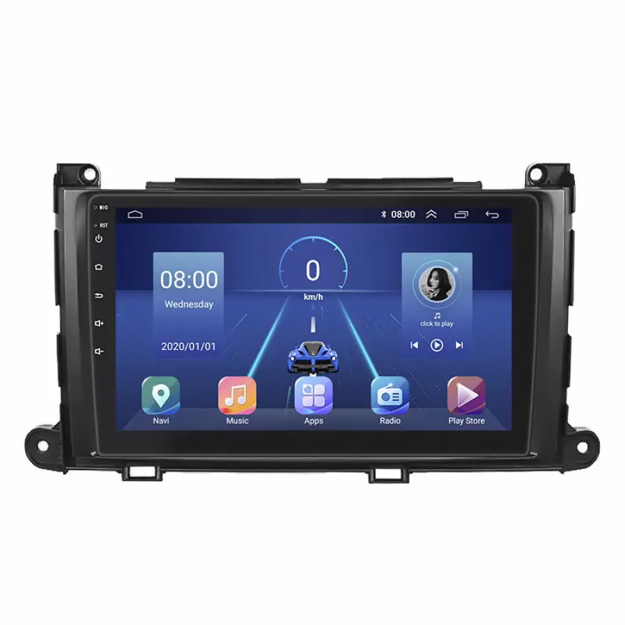 Штатная магнитола Lesko для Toyota Sienna III 2010-2014 экран 9" 4/64Gb 4G Wi-Fi GPS Top