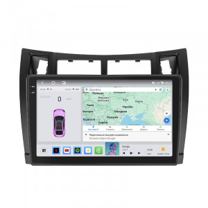 Штатная магнитола Lesko для Toyota Yaris II Рестайлинг 2009-2012 экран 9" 4/64 QLED CarPlay 4G Wi-Fi GPS 360 Prime
