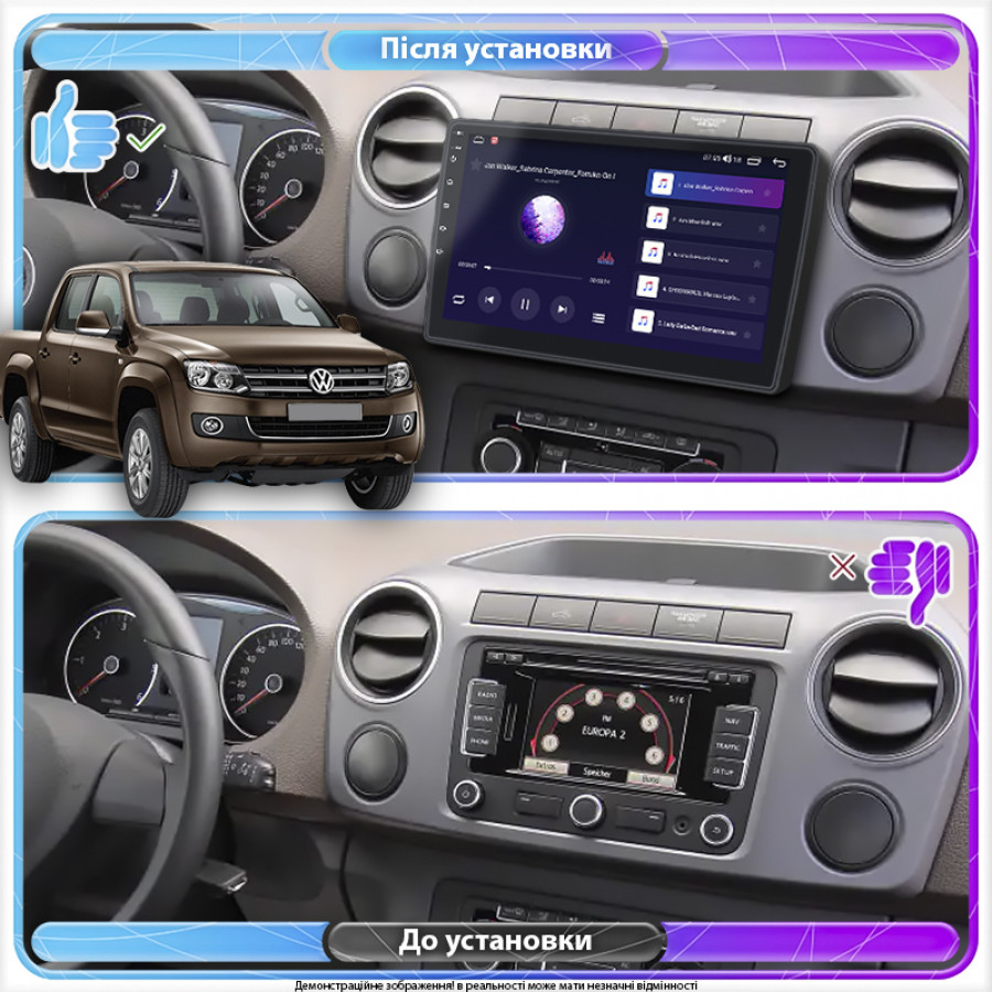 Штатная магнитола Lesko для Volkswagen Amarok I 2010-2016 экран 10" 4/64Gb 4G Wi-Fi GPS Top