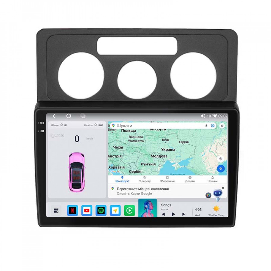 Штатная магнитола Lesko для Volkswagen Caddy III 2004-2010 экран 10" 4/64 QLED CarPlay 4G Wi-Fi GPS 360 Prime