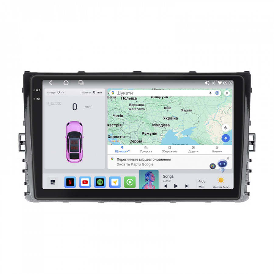 Штатная магнитола Lesko для Volkswagen Caravelle T6 Рестайлинг 2019-н.в. экран 9" 4/64 QLED CarPlay 4G Wi-Fi GPS 360 Prime