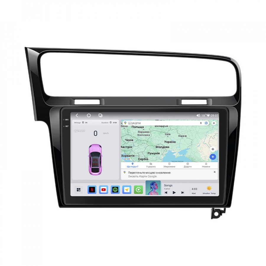 Штатная магнитола Lesko для Volkswagen Golf VII 2012-2017 экран 10" 4/64 QLED CarPlay 4G Wi-Fi GPS 360 Prime