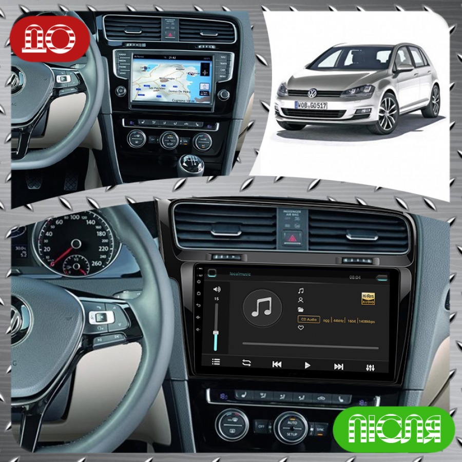 Штатная магнитола Lesko для Volkswagen Golf VII 2012-2017 экран 10" 4/32Gb 4G Wi-Fi GPS Top