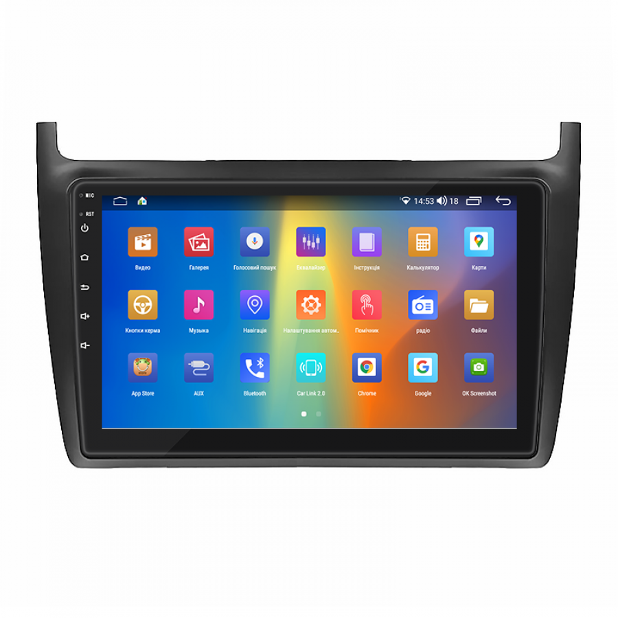 Штатная магнитола Lesko для Volkswagen Polo V 2009-2015 экран 9" 2/32Gb CarPlay 4G Wi-Fi GPS Prime