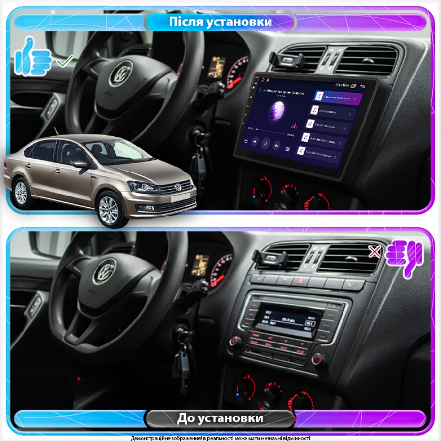 Штатная магнитола Lesko для Volkswagen Polo V Рестайлинг 2014-2020 экран 10" 2/32Gb CarPlay 4G Wi-Fi GPS Prime