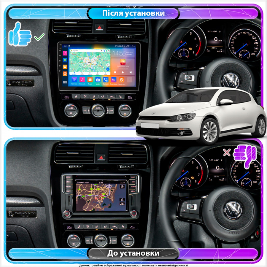 Штатная магнитола Lesko для Volkswagen Scirocco R I Рестайлинг 2014-2017 экран 10" 2/32Gb CarPlay 4G Wi-Fi GPS Prime