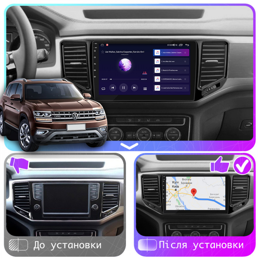 Штатная магнитола Lesko для Volkswagen Teramont I 2017-2020 экран 10" 2/32Gb CarPlay 4G Wi-Fi GPS Prime