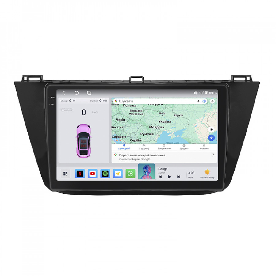 Штатная магнитола Lesko для Volkswagen Tiguan II 2016-2020 экран 10" 4/64 QLED CarPlay 4G Wi-Fi GPS 360 Prime