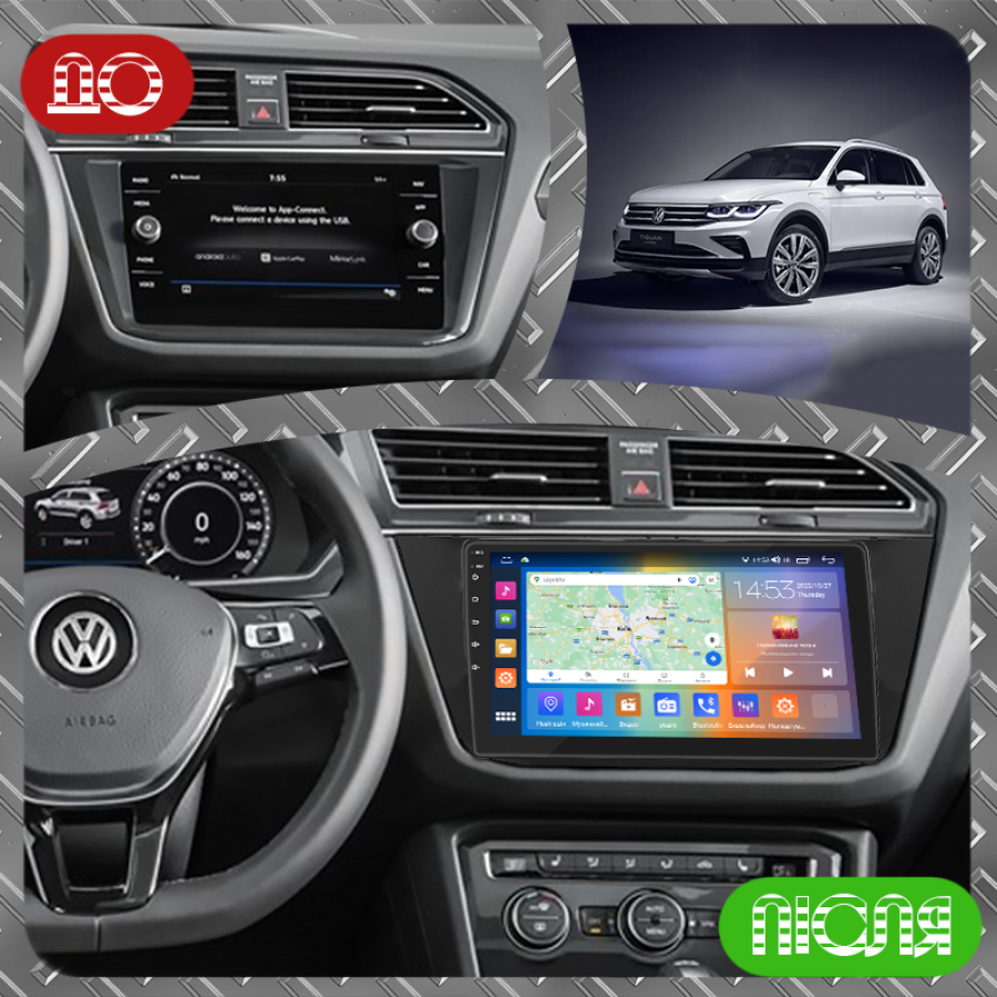Штатная магнитола Lesko для Volkswagen Tiguan II Рестайлинг 2020-н.в. экран 10" 2/32Gb CarPlay 4G Wi-Fi GPS Prime