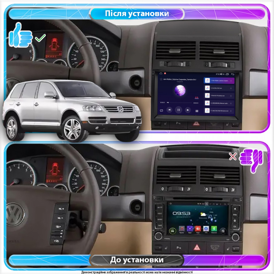 Штатная магнитола Lesko для Volkswagen Touareg I 2002-2007 экран 9" 2/32Gb CarPlay 4G Wi-Fi GPS Prime