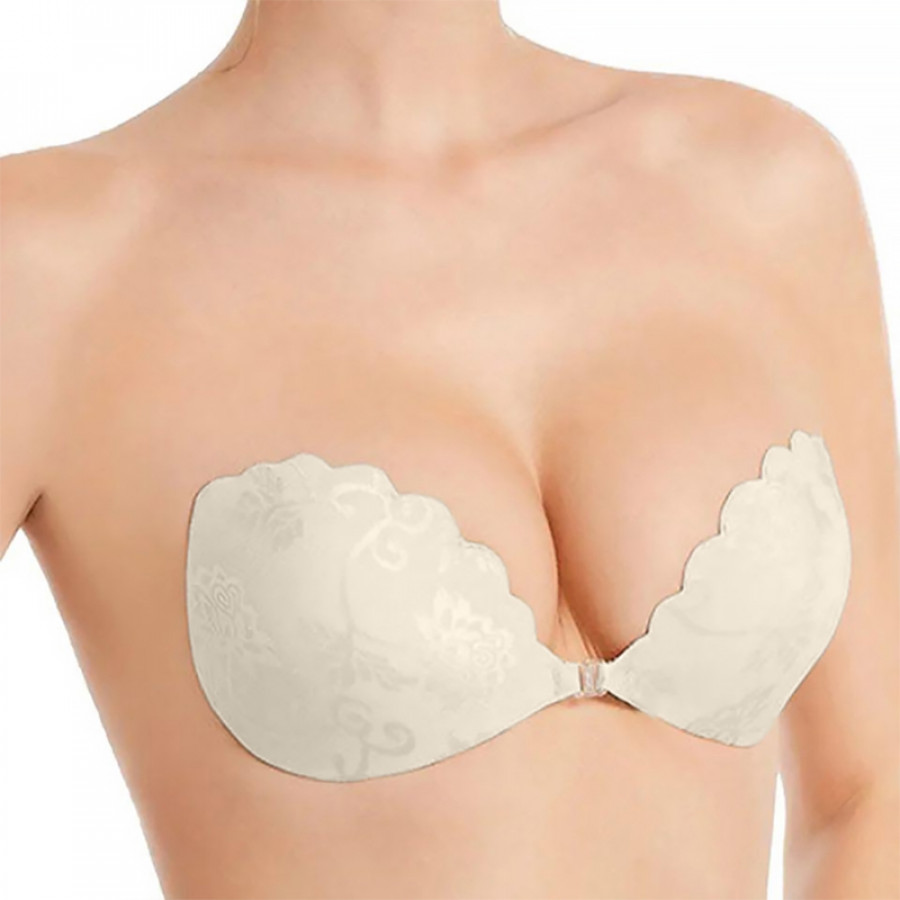 Бюстгальтер-невидимка Fly Bra G00D89 с эффектом Рush Up без бретелей кружевной лиф Ivory A