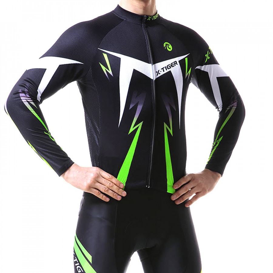 Вело костюм для мужчин X-Тiger XM-CT-013 кофта с длинным рукавом штаны Green 3XL