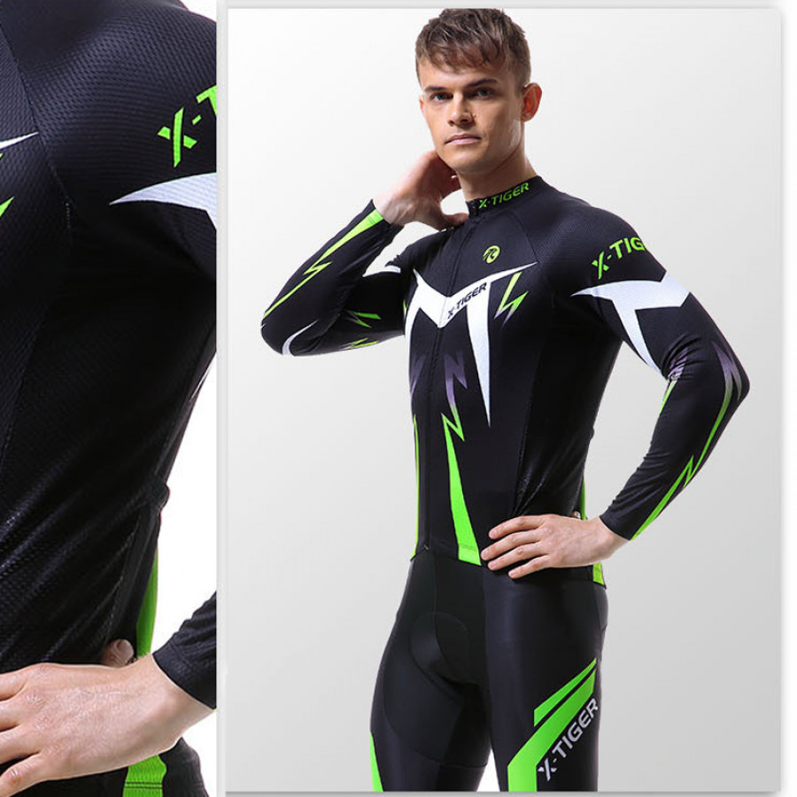 Вело костюм для мужчин X-Тiger XM-CT-013 кофта с длинным рукавом штаны Green M