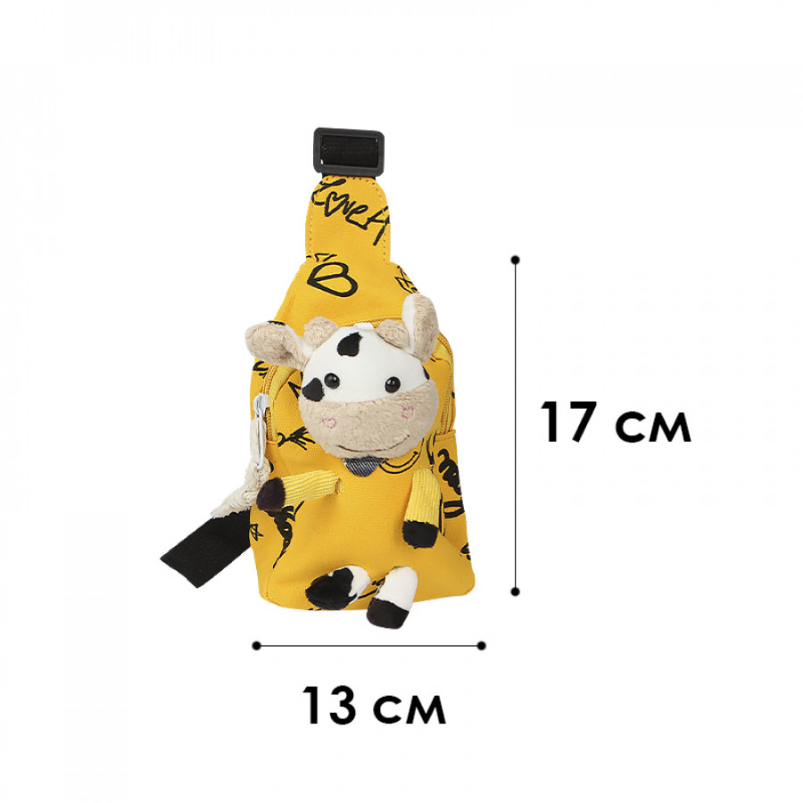 Детская нагрудная сумка рюкзак A-407 Cow на одно отделение с ремешком  Yellow
