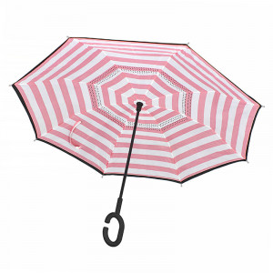 Зонт наоборот Up-Brella Розово-белые полосы