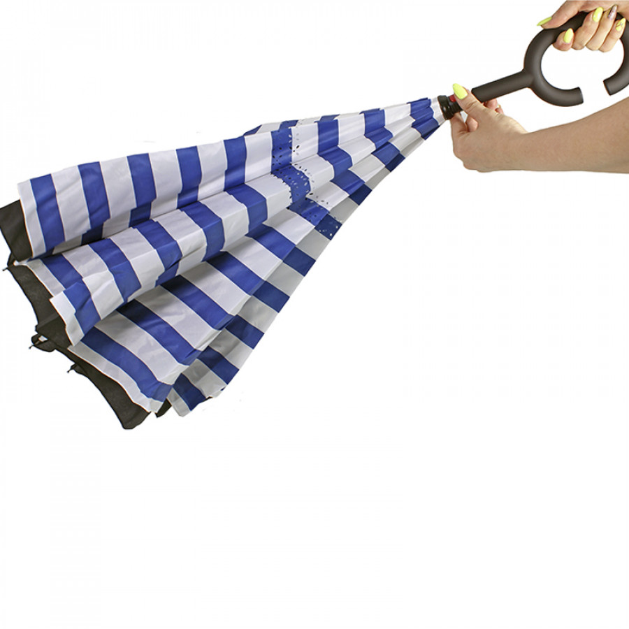 Зонт наоборот Up-Brella Сине-белые полосы