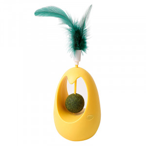 Игрушка для котов Taotaopets 027714 Неваляшка с перьями и кошачьей мятой Yellow
