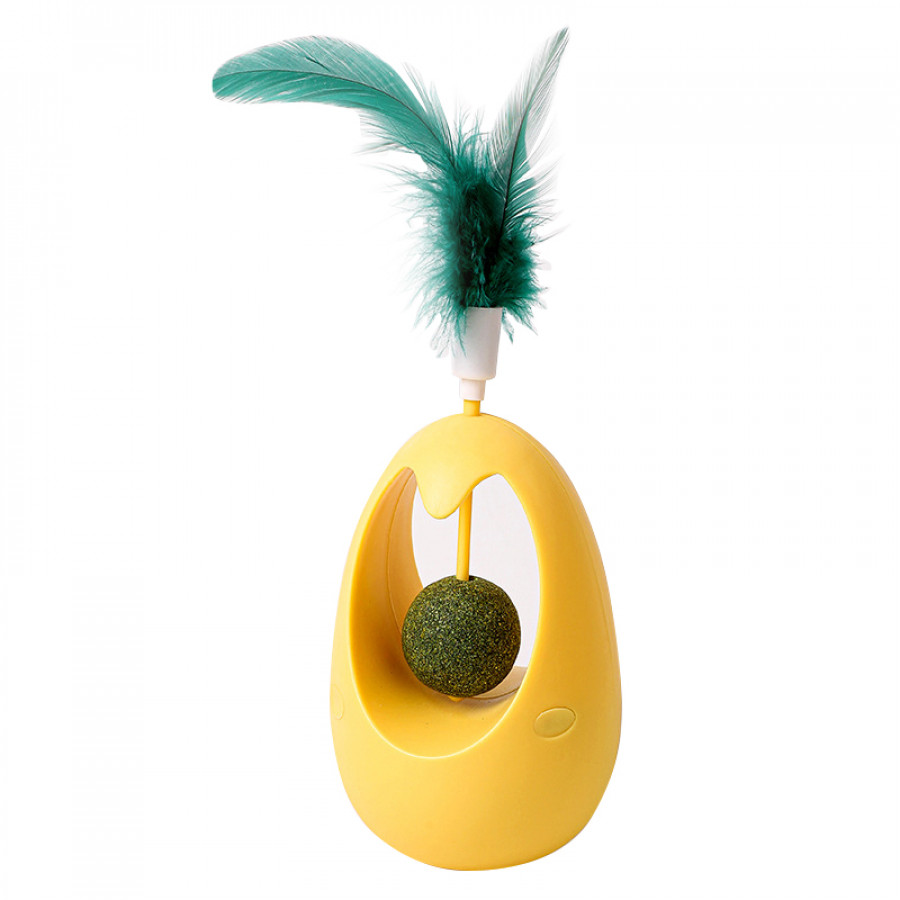 Игрушка для котов Taotaopets 027714 Неваляшка с перьями и кошачьей мятой Yellow