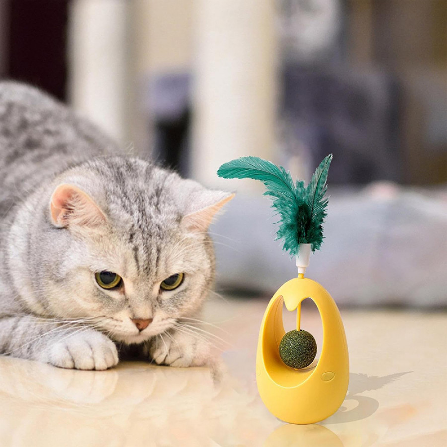Игрушка для котов Taotaopets 027714 Неваляшка с перьями и кошачьей мятой Yellow