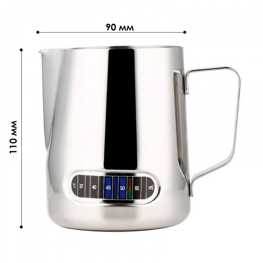 Питчер молочник Ecocoffeetools LH600T с термометром для взбивания молока нержавеющая сталь 600 мл