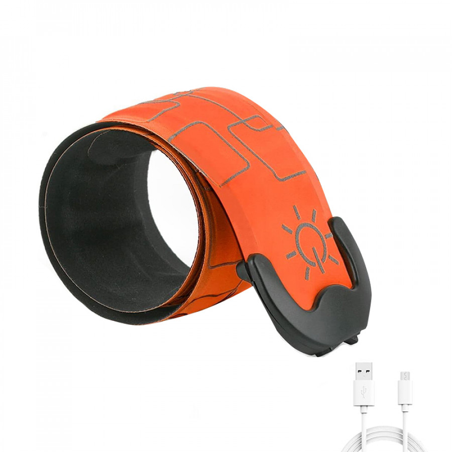 Светодиодный LED браслет на руку AY-062 для бега спорта USB аккумуляторный Orange