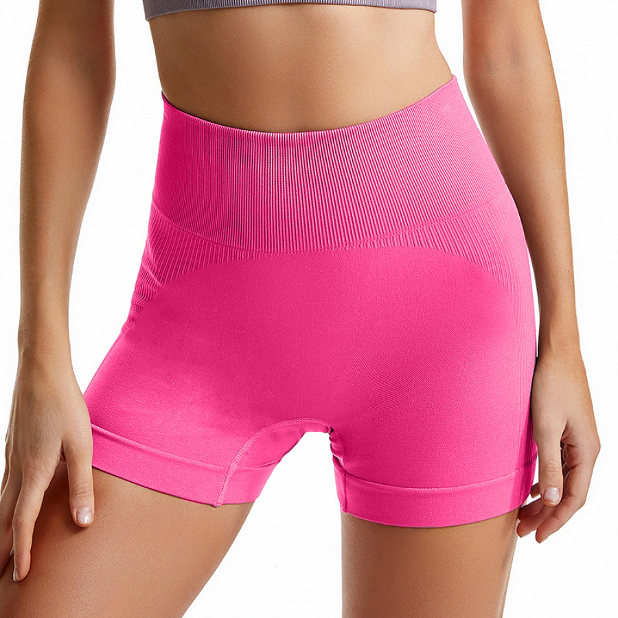 Шорты женские 1802# бесшовные для фитнеса пуш ап push up Розовый электрик S