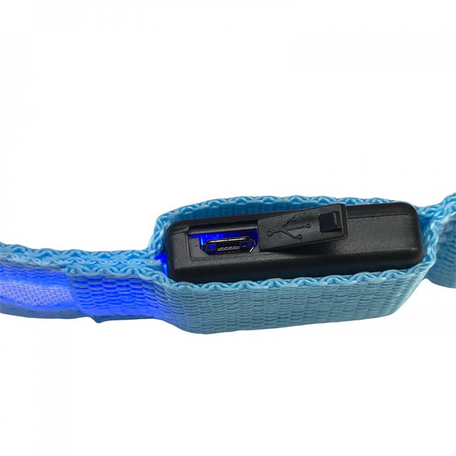 Светодиодный LED ошейник USB светящийся для собак и котов Blue L