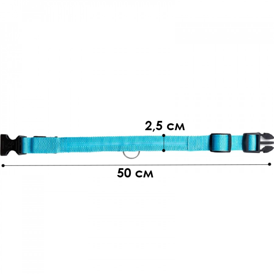 Светодиодный LED ошейник USB светящийся для собак и котов Blue L