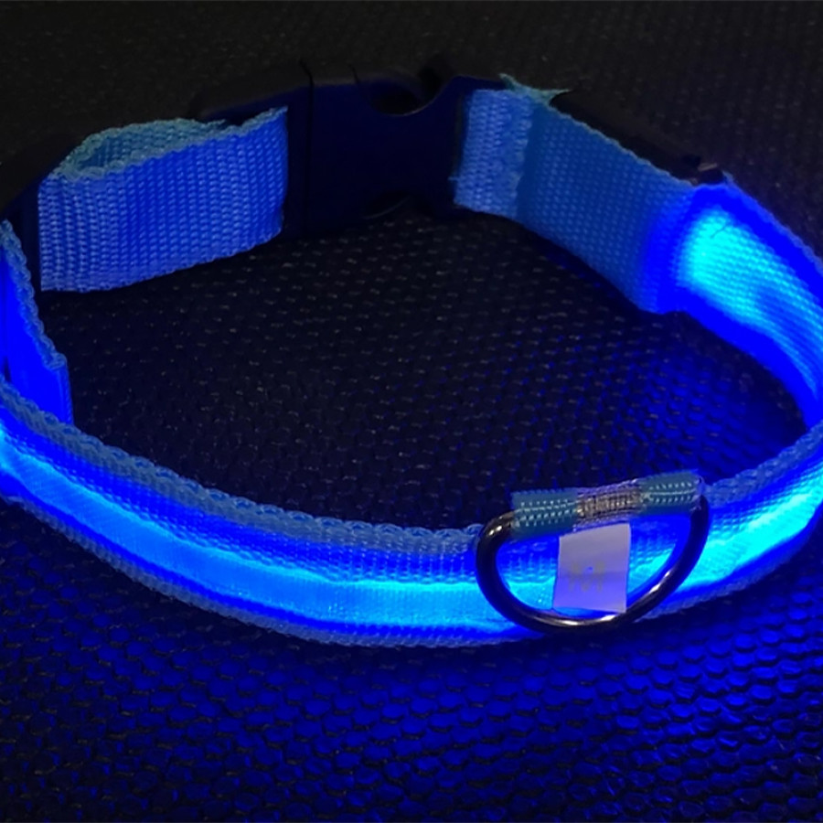 Светодиодный LED ошейник USB светящийся для собак и котов Blue M