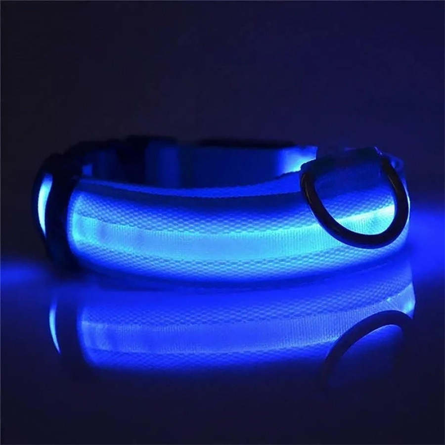 Светодиодный LED ошейник USB светящийся для собак и котов Blue M