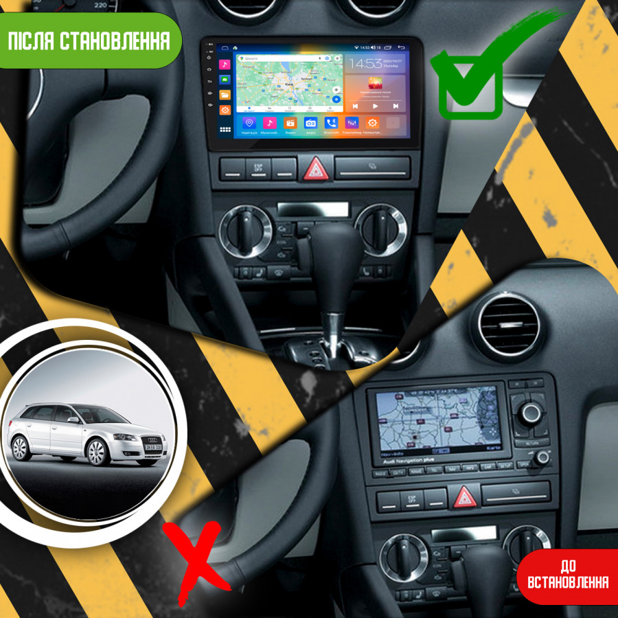 Штатная магнитола Lesko для Audi A3 II (8P) Рестайлинг 1 2004-2008 экран 9" 4/64Gb CarPlay 4G Wi-Fi GPS Prime