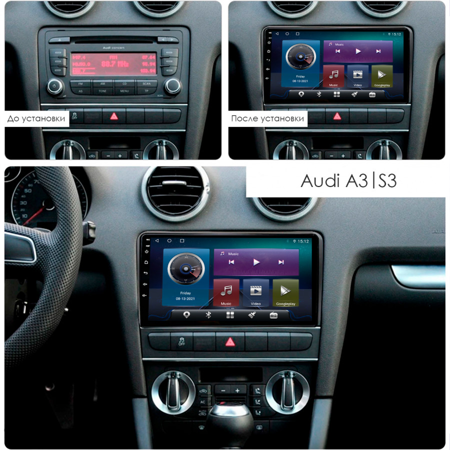 Штатная магнитола Lesko для Audi A3 II (8P) Рестайлинг 2 2008-2013 экран 9" 4/64Gb 4G Wi-Fi GPS Top