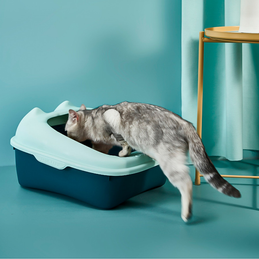 Туалет для кошек с лопаткой Taotaopets 268802 лоток для котов 40*30*18,5 cm Blue