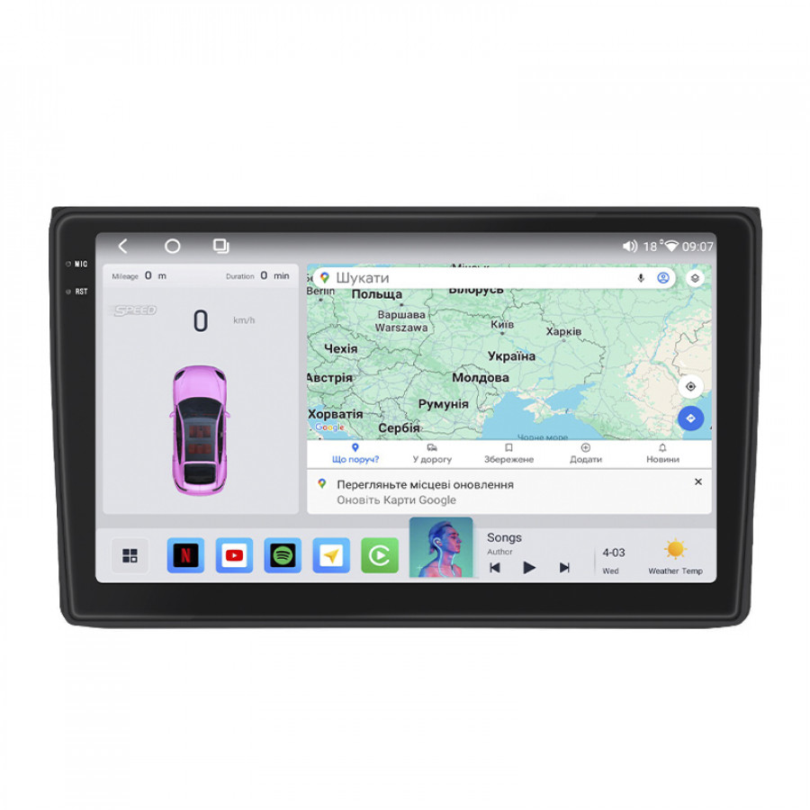 Штатная магнитола Lesko для Audi A4 III (B7) 2004-2009 экран 9" 4/64 QLED CarPlay 4G Wi-Fi GPS 360 Prime