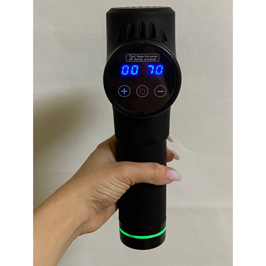 Ударний перкусійний масажер Boostex (massage gun) з 30 режимами, 21 насадкою, батареєю 2500mAh та кейсом