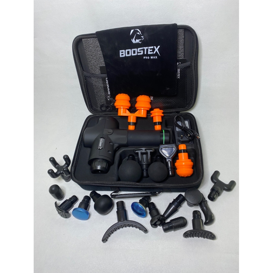 Ударний масажний пістолет тригерних точок Boostex (massage gun) 30 режимів, 21 насадка, кейс.