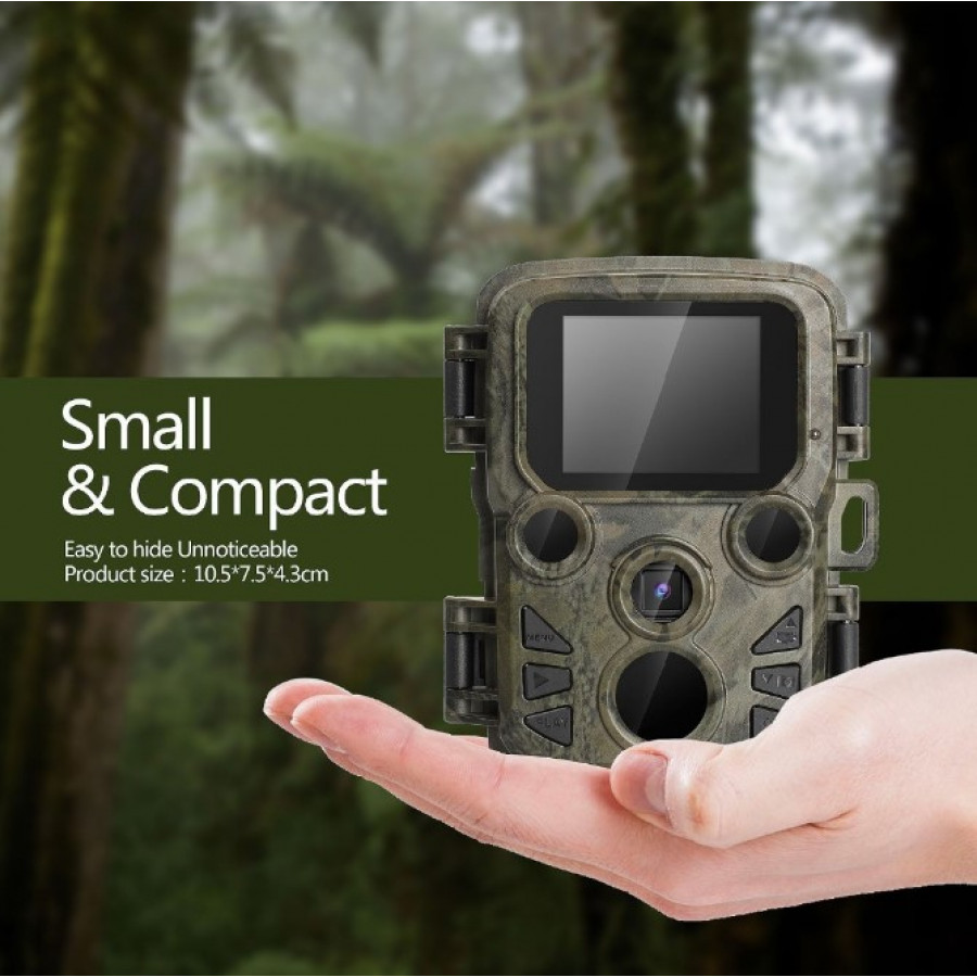 Фотопастка Suntek Mini 300 (301) — камера для охорони з датчиком руху, нічним зніманням і захистом IP66, кут огляду 70°, дальність до 20 м.