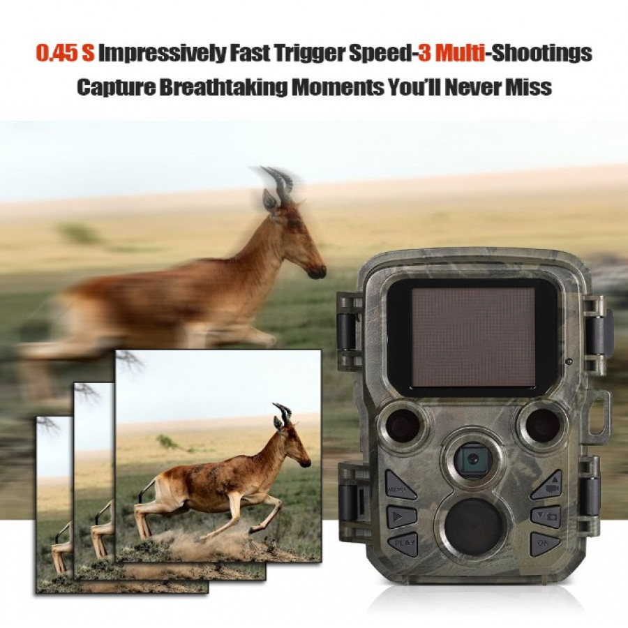 Фотопастка Suntek Mini 300 (301) — камера для охорони з датчиком руху, нічним зніманням і захистом IP66, кут огляду 70°, дальність до 20 м.