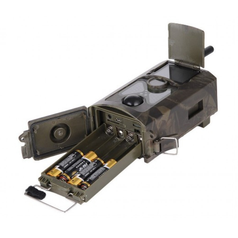 Фотопастка Suntek HC 550M/G з дальністю 25 м, кутом огляду 120°, датчиком руху, GSM модулем 3G, нічною зйомкою та можливістю запису фото і відео.