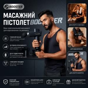 Перкусійний масажер Booster M2-D — масажер пістолет для ефективного масажу.