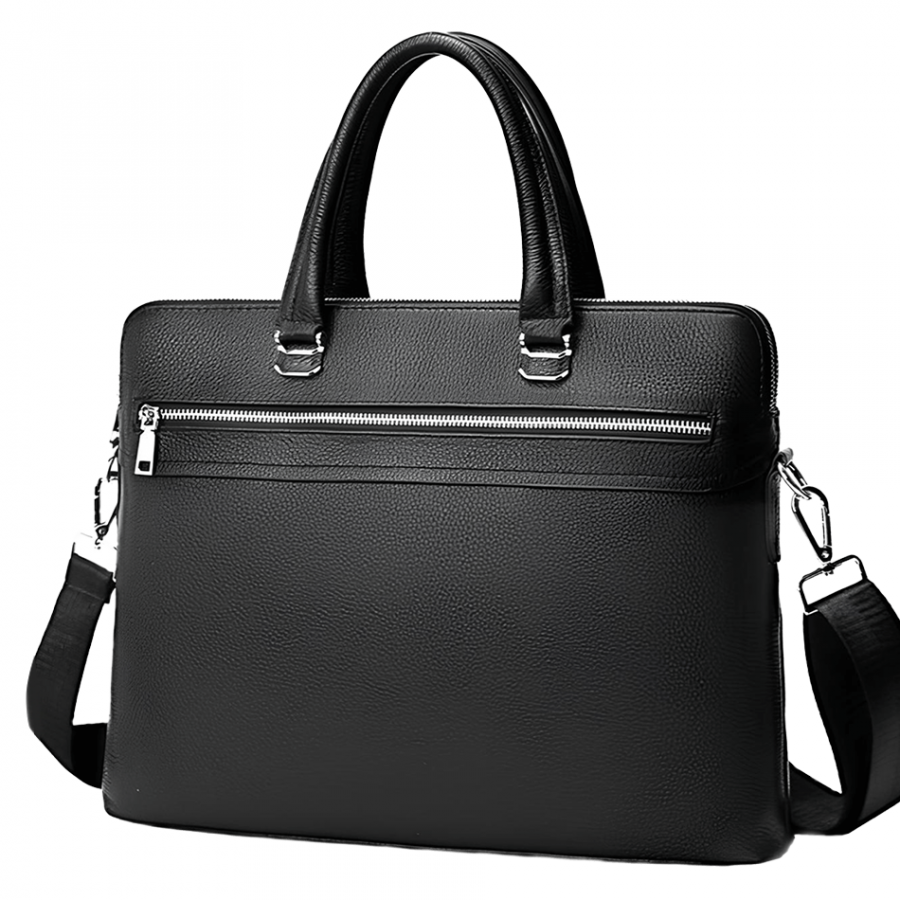 Шкіряна чоловіча ділова сумка 38x29x8, папка портфель для роботи  Tiding Bag 30987 чорна